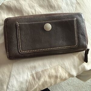 Coach Brown Leather Zip-Around Wallet